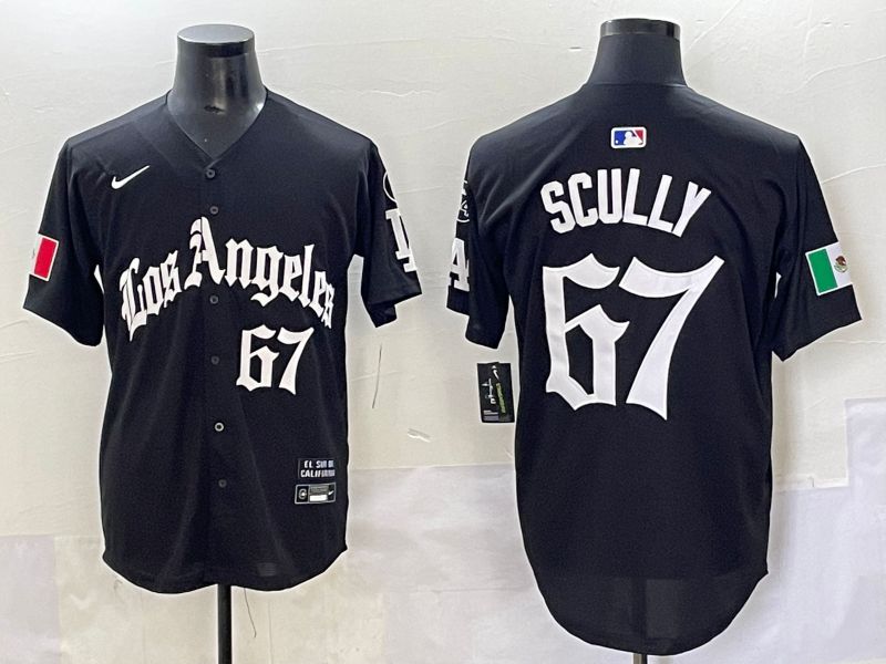 Men 2025 Los Angeles Dodgers #67 Scully Black Five generations Joint Name Nike MLB Jersey style 5->los angeles dodgers->MLB Jersey